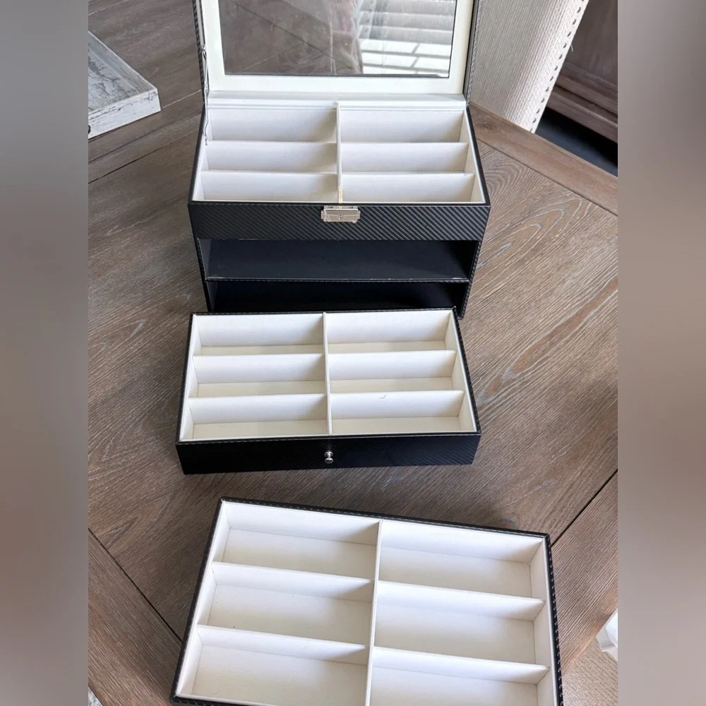 Classic Black 3-Tier Jewelry/ Sunglasses Organizer Box